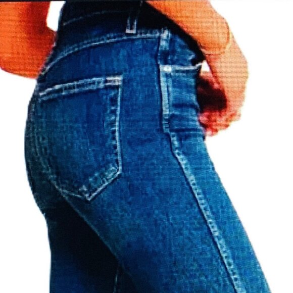 AMO Jeans BABE Button Fly Cropped Raw Hem Denim Blue Cotton Stretch Women's 26 - Picture 15 of 15